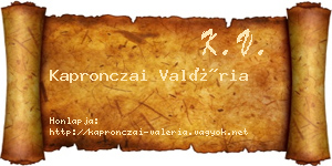 Kapronczai Valéria névjegykártya