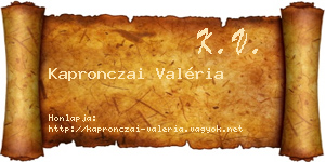 Kapronczai Valéria névjegykártya