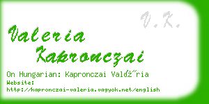 valeria kapronczai business card